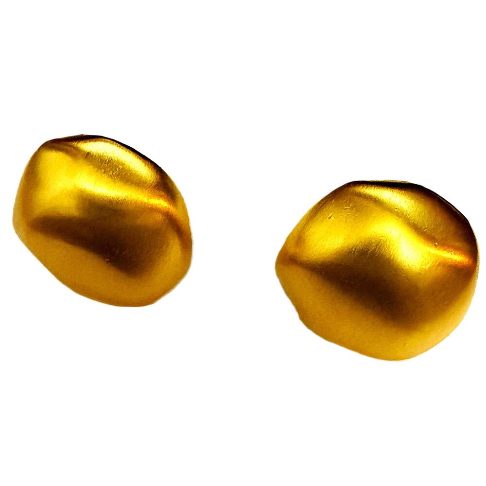 Vintage Oscar De La Renta Gold Abstract Textured Stud Earrings With Post Backs